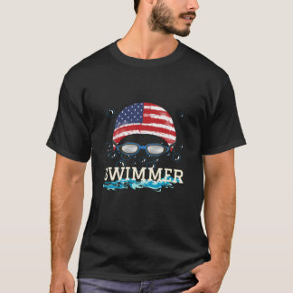 Zwem Zwemmer Zwemmen Sport Usa Vlag Cap T-shirt
