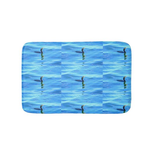 zwemaalscholvers in blauw zee badmat (Voorkant)