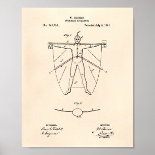 Zwemapparaat 1881 oude kunstpoot poster