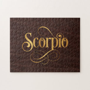 Zwematisch Manuscript Zodiac Sign Scorpio Gold op Legpuzzel
