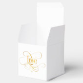 Zwematisch Script Calligraphy Love Gold op Black Bedankdoosjes (Geopend)