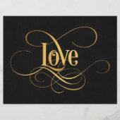 Zwematisch Script Calligraphy Love Gold op Black Flyer (Voorkant)