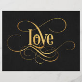 Zwematisch Script Calligraphy Love Gold op Black Flyer (Achterkant)