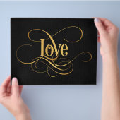 Zwematisch Script Calligraphy Love Gold op Black Flyer (Hand)