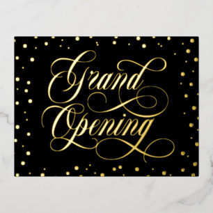 Zwematisch script & Gold Foil Confetti Grand Openi Folie Uitnodiging Briefkaart