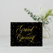 Zwematisch script & Gold Foil Confetti Grand Openi Folie Uitnodiging Briefkaart (Staand Voorkant)