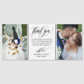 Zwematisch script twee bruiloft foto's Dank u Magnetische Uitnodiging (Voorkant)