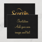Zwematisch script voor Zodiac Sign Scorpio Gold op Kaart (Voorkant / Achterkant)