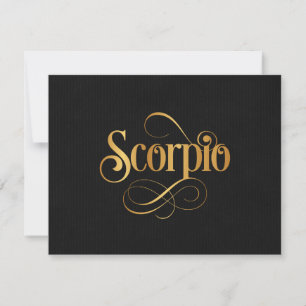 Zwematisch script voor Zodiac Sign Scorpio Gold op Kaart