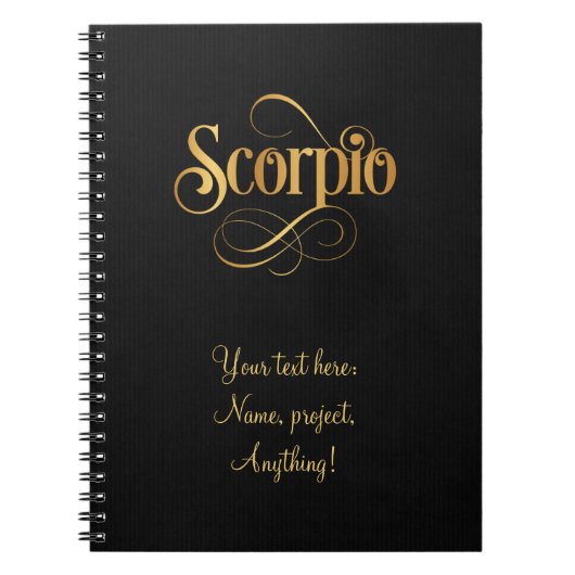 Zwematisch script voor Zodiac Sign Scorpio Gold op Notitieboek (Voorkant)