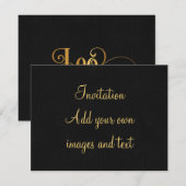 Zwematisch script Zodiac Sign Leo Gold op Black Kaart (Voorkant / Achterkant)