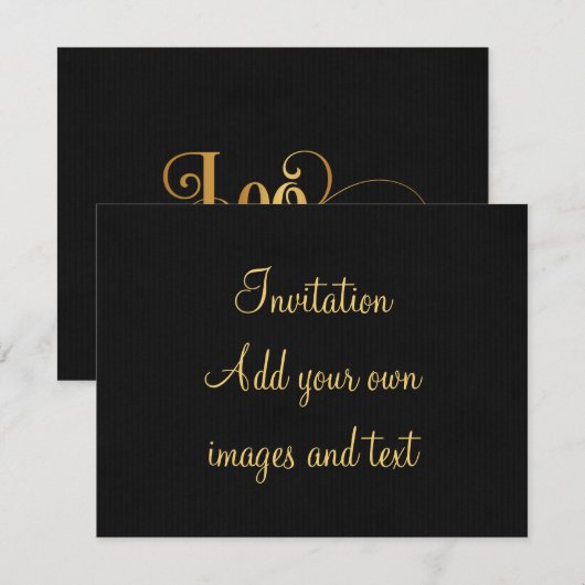 Zwematisch script Zodiac Sign Leo Gold op Black Kaart (Voorkant / Achterkant)