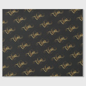 Zwematisch script Zodiac Sign Libra Gold op Black Cadeaupapier (Vlak)
