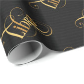 Zwematisch script Zodiac Sign Libra Gold op Black Cadeaupapier (Rol Hoek)