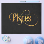 Zwematisch script Zodiac Sign Pisces Gold op Black Flyer (Enkel)