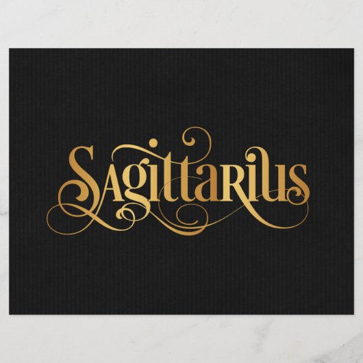 Zwematisch script Zodiac Sign Sagittarius Gold Bla Flyer (Achterkant)