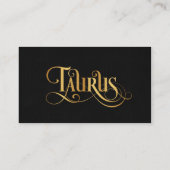 Zwematisch script Zodiac Sign Taurus Gold op Black Visitekaartje (Achterkant)