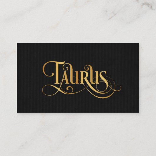 Zwematisch script Zodiac Sign Taurus Gold op Black Visitekaartje (Achterkant)