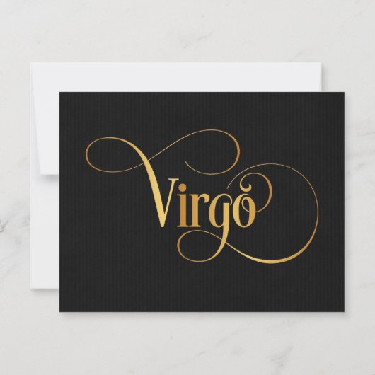 Zwematisch script Zodiac Sign Virgo Gold op Black Kaart (Achterkant)