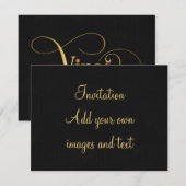 Zwematisch script Zodiac Sign Virgo Gold op Black Kaart (Voorkant / Achterkant)