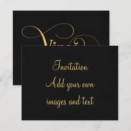 Zwematisch script Zodiac Sign Virgo Gold op Black Kaart (Voorkant / Achterkant)