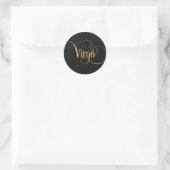 Zwematisch script Zodiac Sign Virgo Gold op Black Ronde Sticker (Tas)