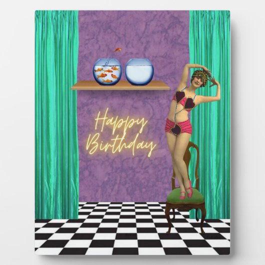  zwembaar Funky Veranderde Art Birthday Fotoplaat (Voorkant)