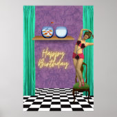  zwembaar Funky Veranderde Art Birthday Poster (Voorkant)