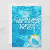 Zwembad 19e Verjaardagsfeestje Uitnodigen Kaart (Voorkant)