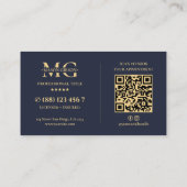Zwembad aannemer Donker Navy Modern QR-code Visitekaartje (Achterkant)
