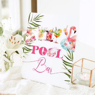 Zwembad bar Flamingo zwembad party cocktails Reclamebord Met Voetstuk
