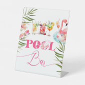 Zwembad bar Flamingo zwembad party cocktails Reclamebord Met Voetstuk (Voorkant)