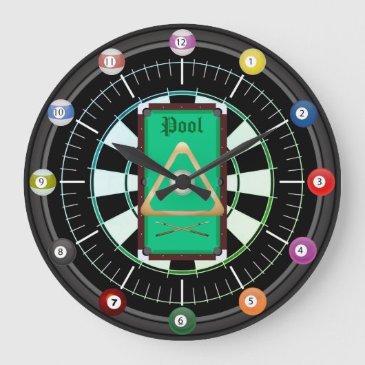 Zwembad (biljart) 12-ball klok (Voorkant)