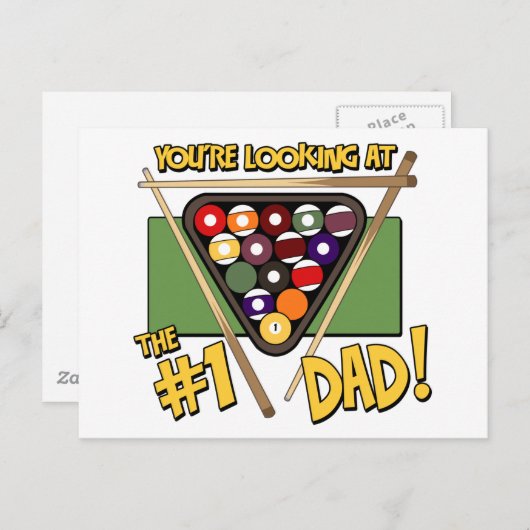 Zwembad/biljart #1 Dad Vaderdag Gift Briefkaart (Voorkant / Achterkant)