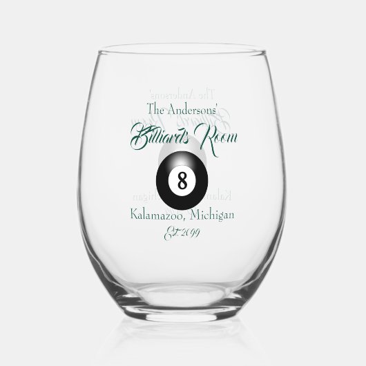 Zwembad biljart kamer 8 bal cocktail wijnglas zonder voet (Voorkant)