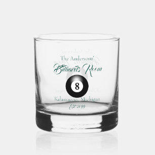 Zwembad biljart kamer 8 bal Drinkware rotsen Whisky Glas