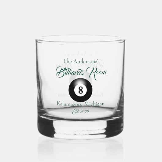 Zwembad biljart kamer 8 bal Drinkware rotsen Whisky Glas (Voorkant)