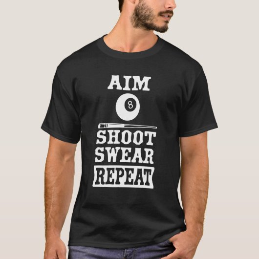 Zwembad Billiard Doel Schiet Zweer Herhalen T-shirt (Voorkant)