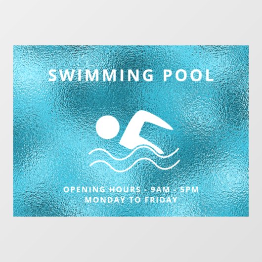 Zwembad blauw openingstijden raamsticker (Vel)