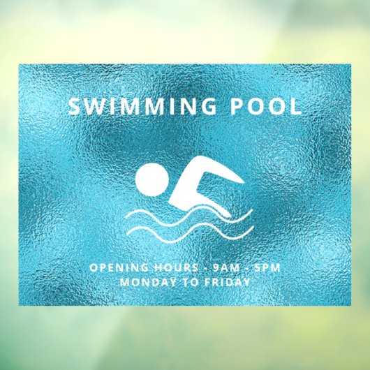 Zwembad blauw openingstijden raamsticker (Vel 3)