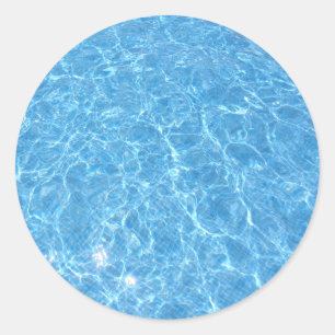 Zwembad Blauw Water Trendy Blank Sjabloon Ronde Sticker