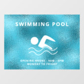 Zwembad blauwe openingstijden raamsticker (Vel)