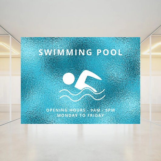 Zwembad blauwe openingstijden raamsticker