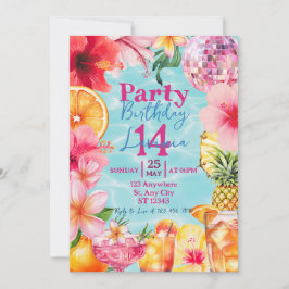 Zwembad Cocktailparty Tropische Verjaardag Zomer Kaart