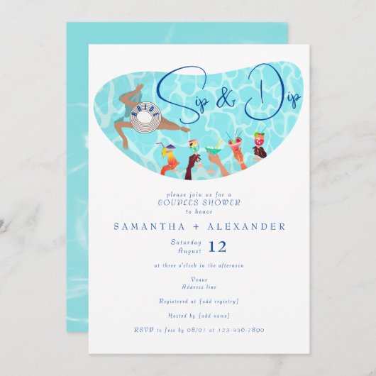 Zwembad Cool Fruit Cocktail Sip & Dip Couples Douc Kaart (Voorkant / Achterkant)