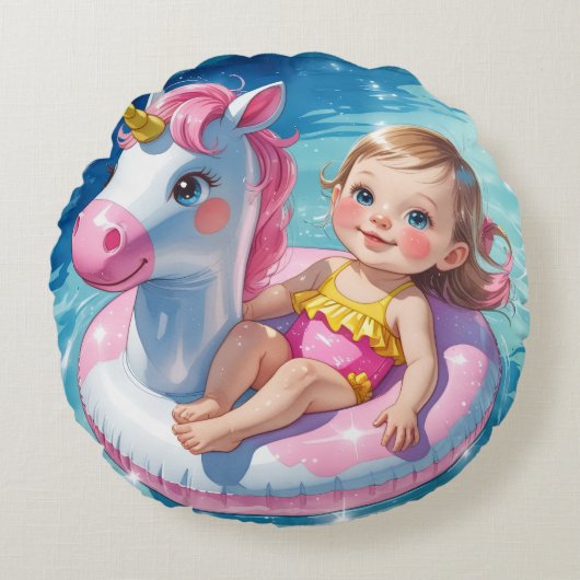 Zwembad Dagen Rond Kussen (Voorkant)