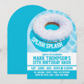 Zwembad Donut, Zwembad Party Verjaardag Kaart (Voorkant / Achterkant)