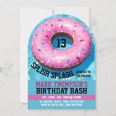 Zwembad Donut, Zwembad Party Verjaardag Kaart (Voorkant)