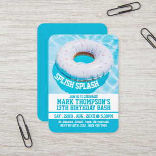 Zwembad Doughnut, Pool Party Verjaardag Handout Ti Visitekaartje