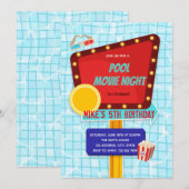 Zwembad drive-in filmavondfeest kaart (Voorkant / Achterkant)